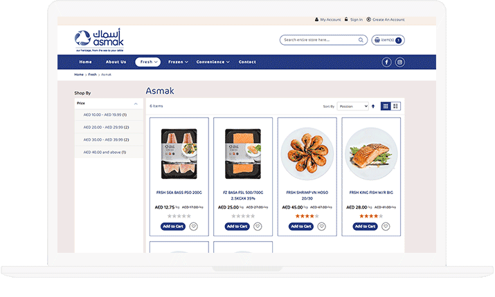 B2C eCommerce doorstep solution for seafood in Dubai