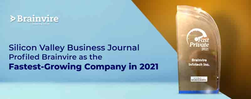 Silicon Valley Business Journal Named Brainvire in Top 10 Fastest-Growing Companies