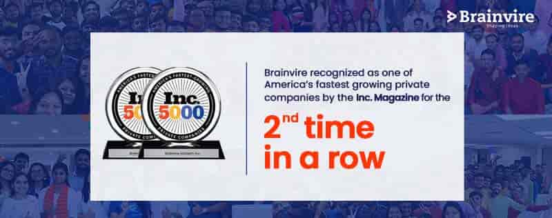 For The Second Time In A Row, INC Magazine Recognized Brainvire As One Of America’s Fastest-Growing Companies In 2022