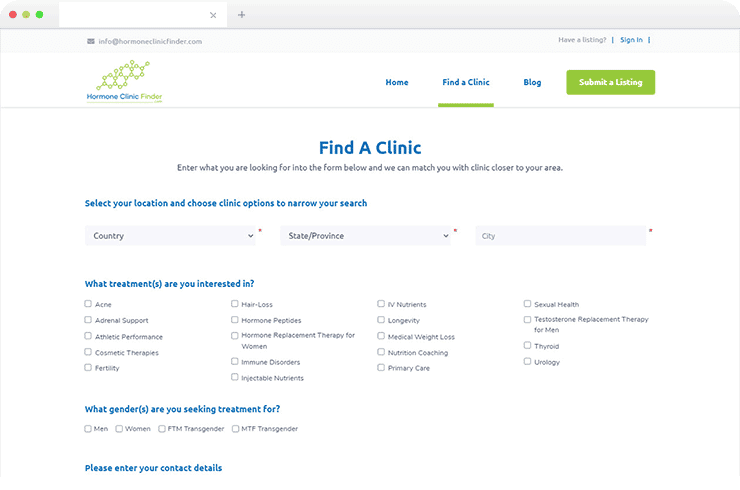 Find Your Location Specific Clinic by Web Portal