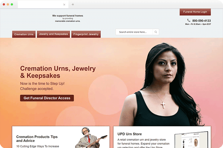 A Crematory URN and Jewelry Store in the US Has Transformed Into An Integrated Web Platform