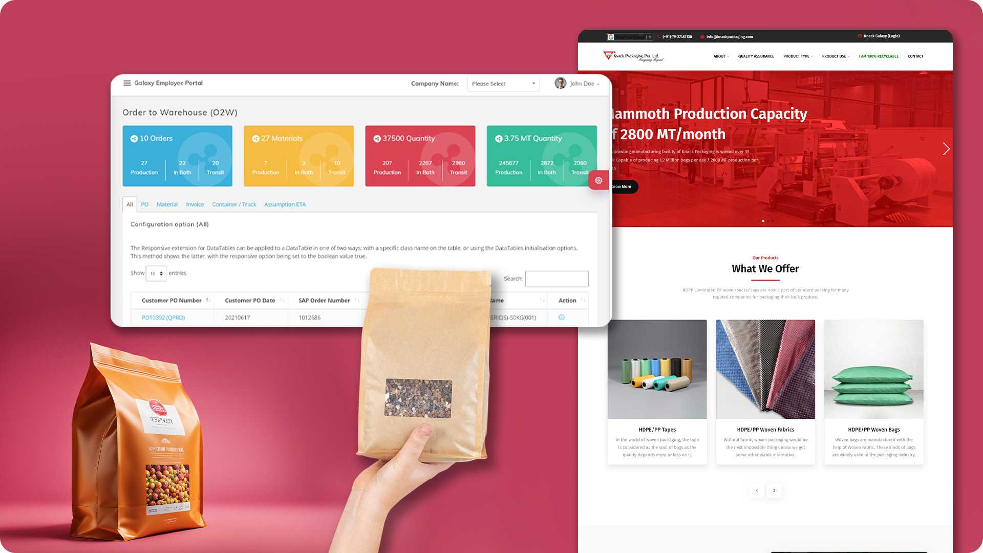 elite web app for a packaging solutions provider
