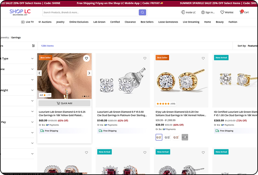 Shop LC one dollar rising auction