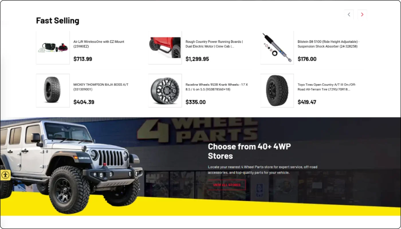 4 Wheel Parts & Off Road Warehouse delivered interface, screen 5