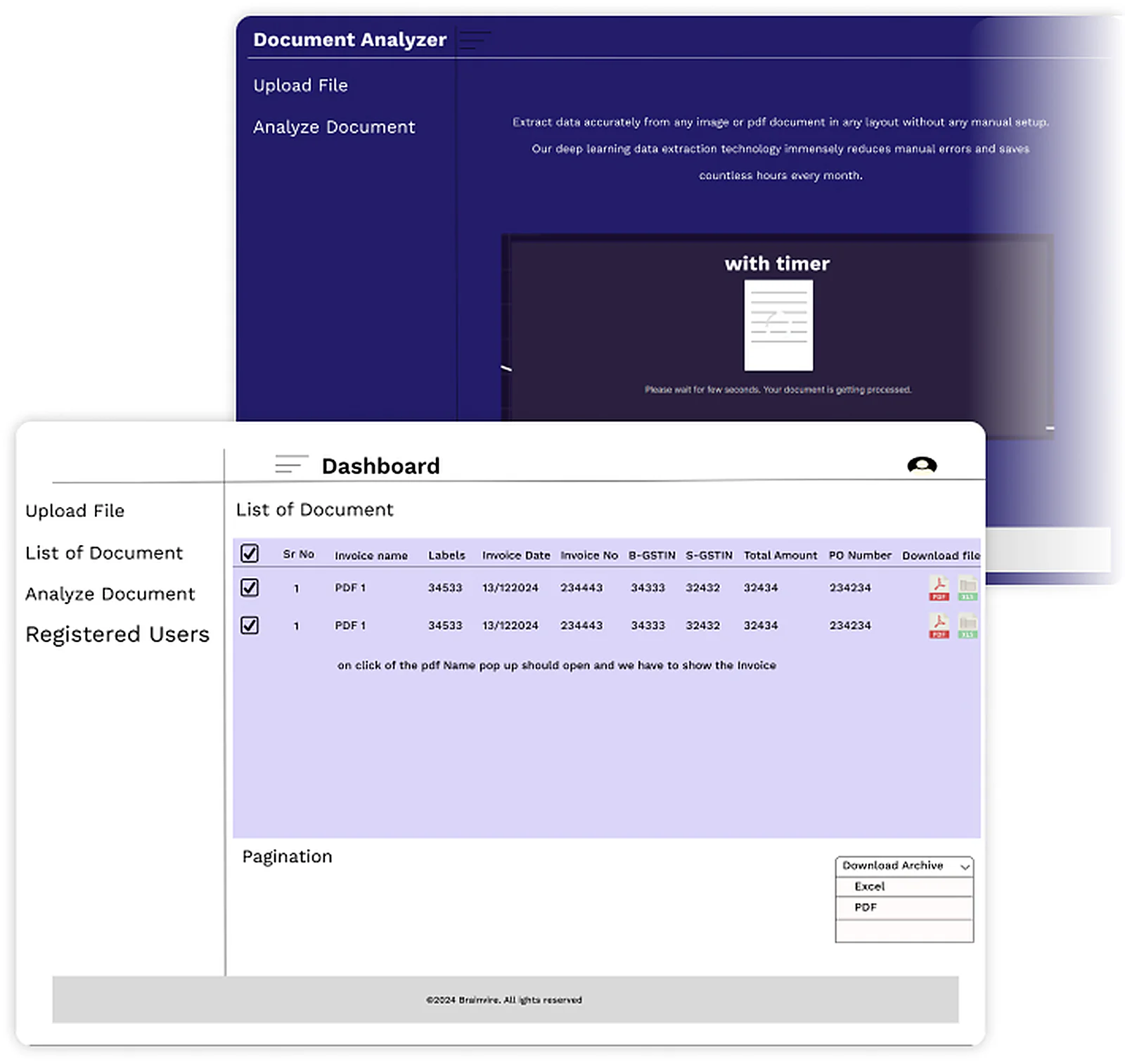 AI Invoice Extraction delivered interface, screen 4