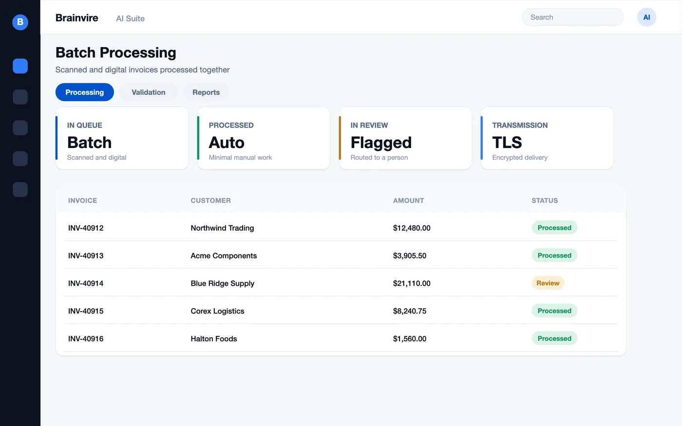 Automated Billing Solution delivered interface, screen 3