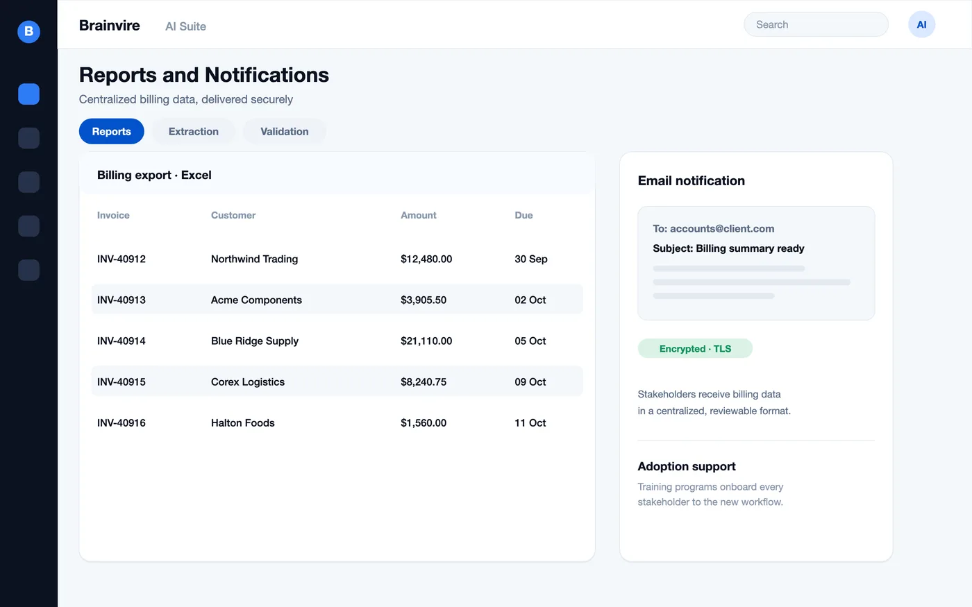Automated Billing Solution delivered interface, screen 4
