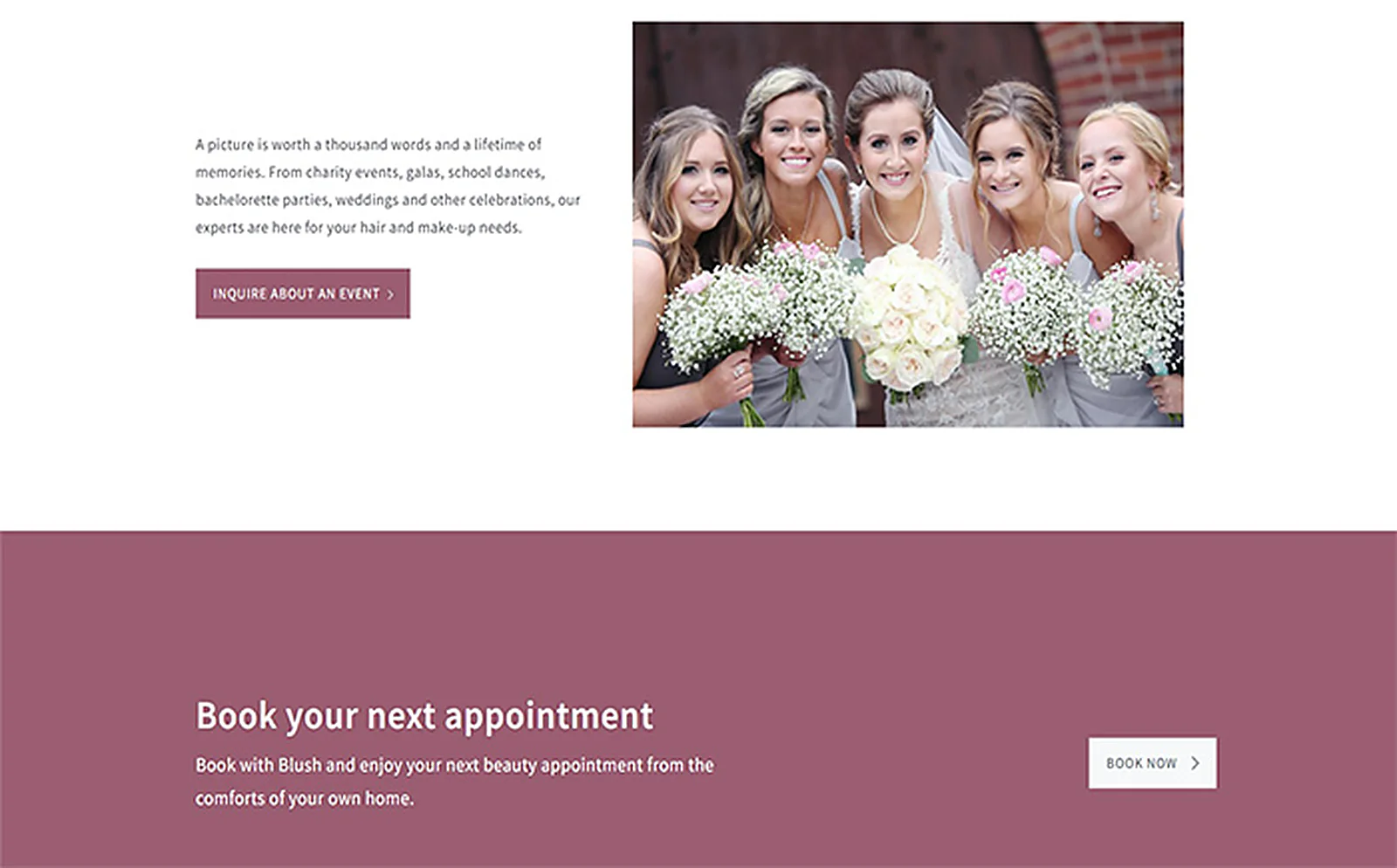 Blushnow delivered interface, screen 1