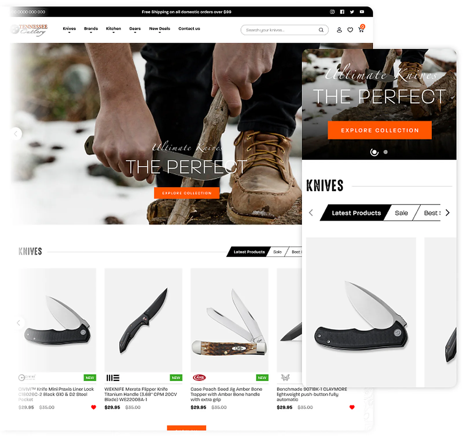 Tennessee Cutlery delivered interface, screen 1
