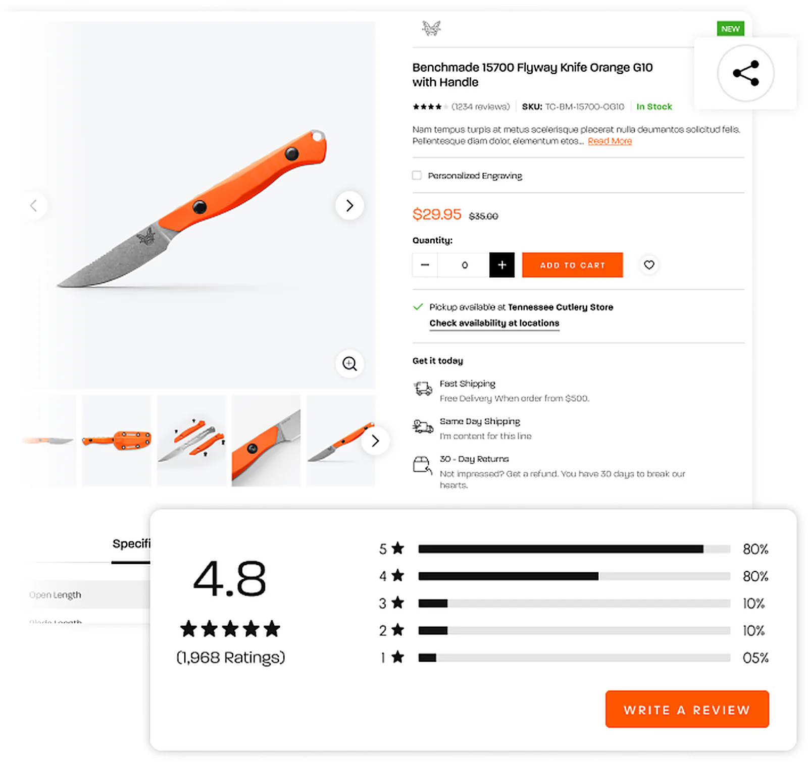 Tennessee Cutlery delivered interface, screen 3