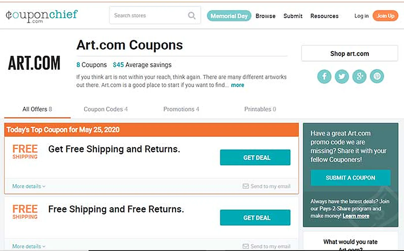US Online Coupon Platform delivered interface, screen 2