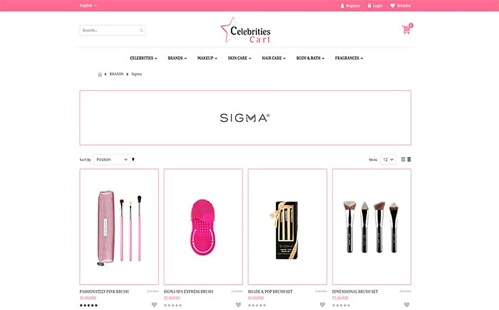 Celebrities Cart delivered interface, screen 5
