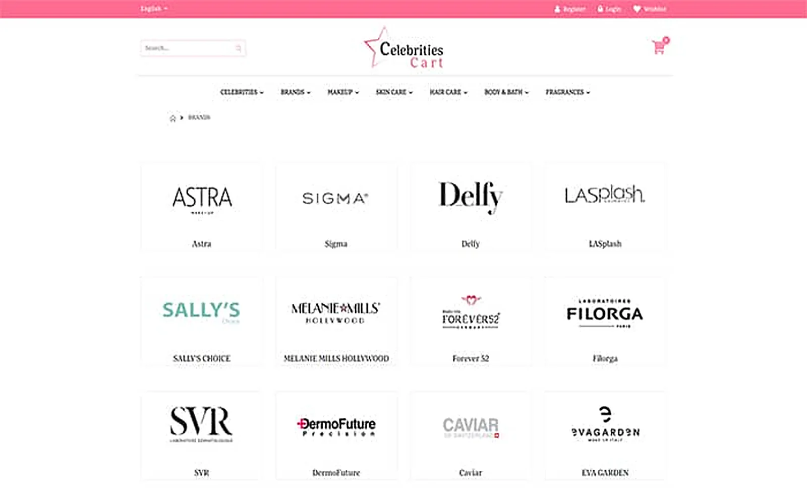 Celebrities Cart delivered interface, screen 2