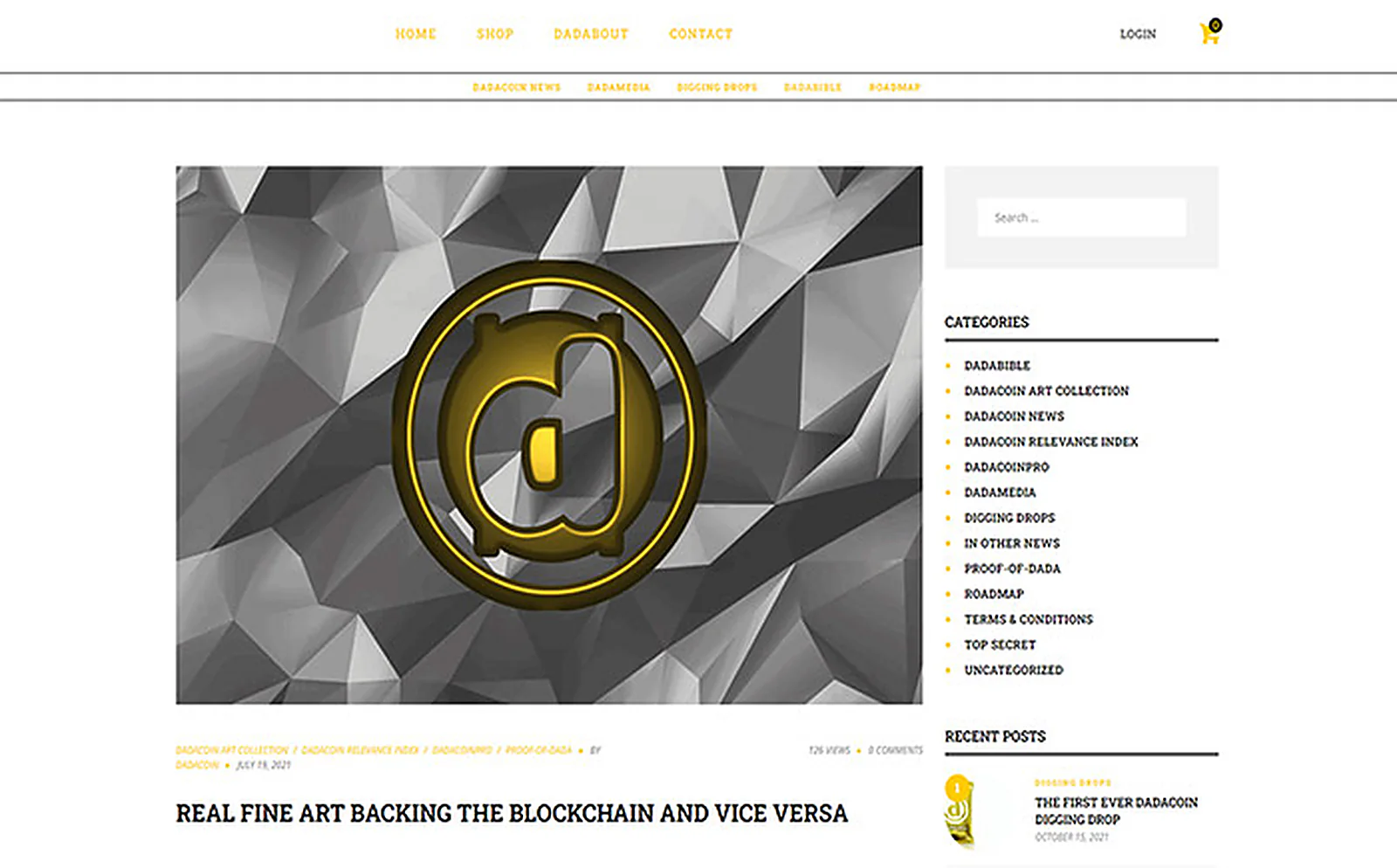 Art and Crypto Platform delivered interface, screen 2