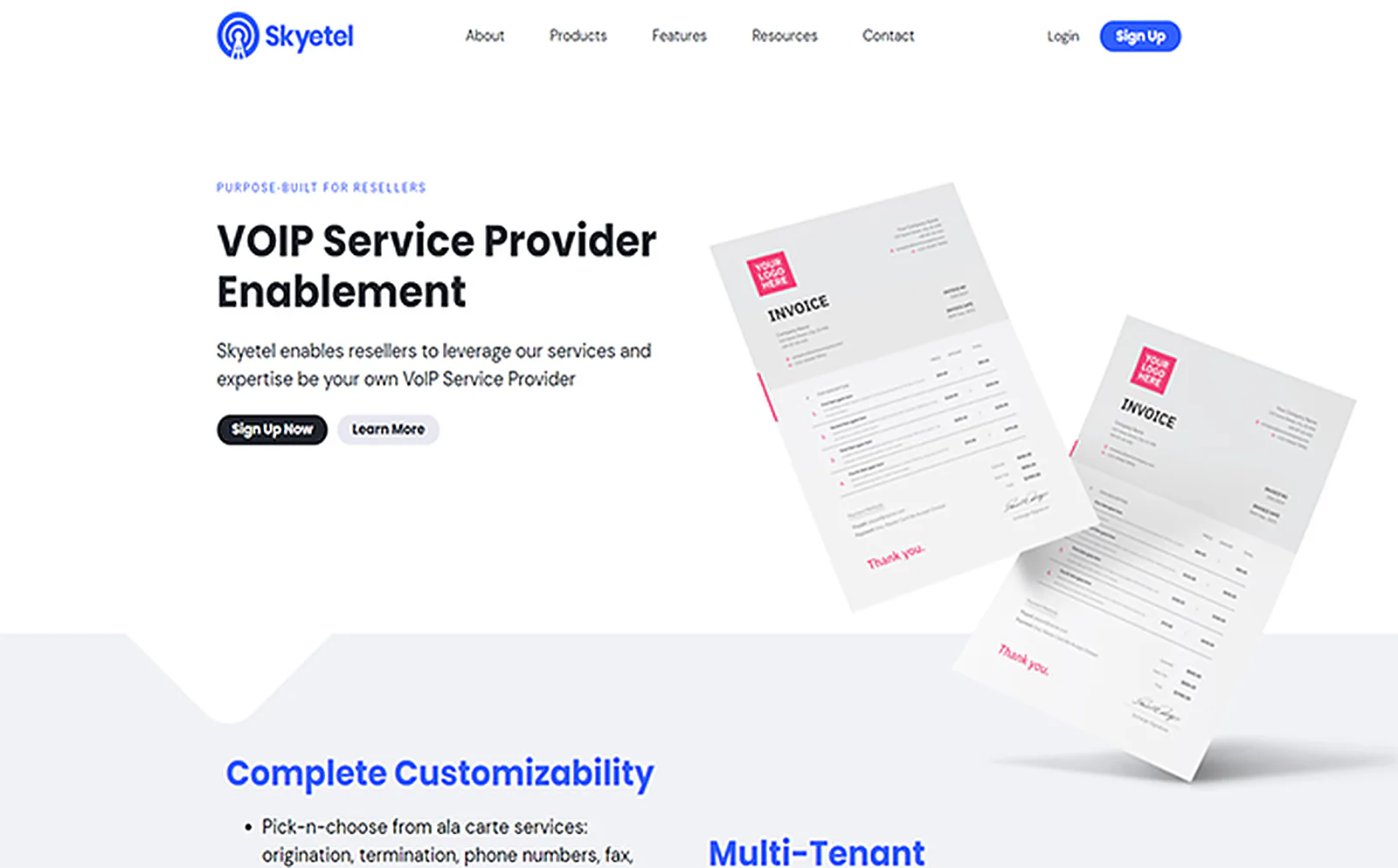 Skyetel’s own website, the reseller enablement page of the VoIP carrier whose eight legal entities now close in Odoo
