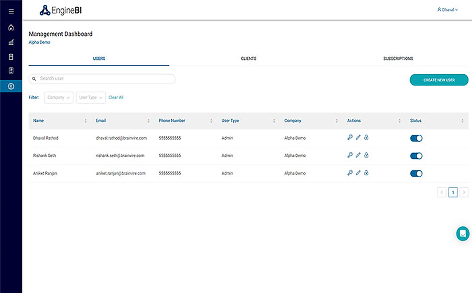 SaaS Finance Company delivered interface, screen 4