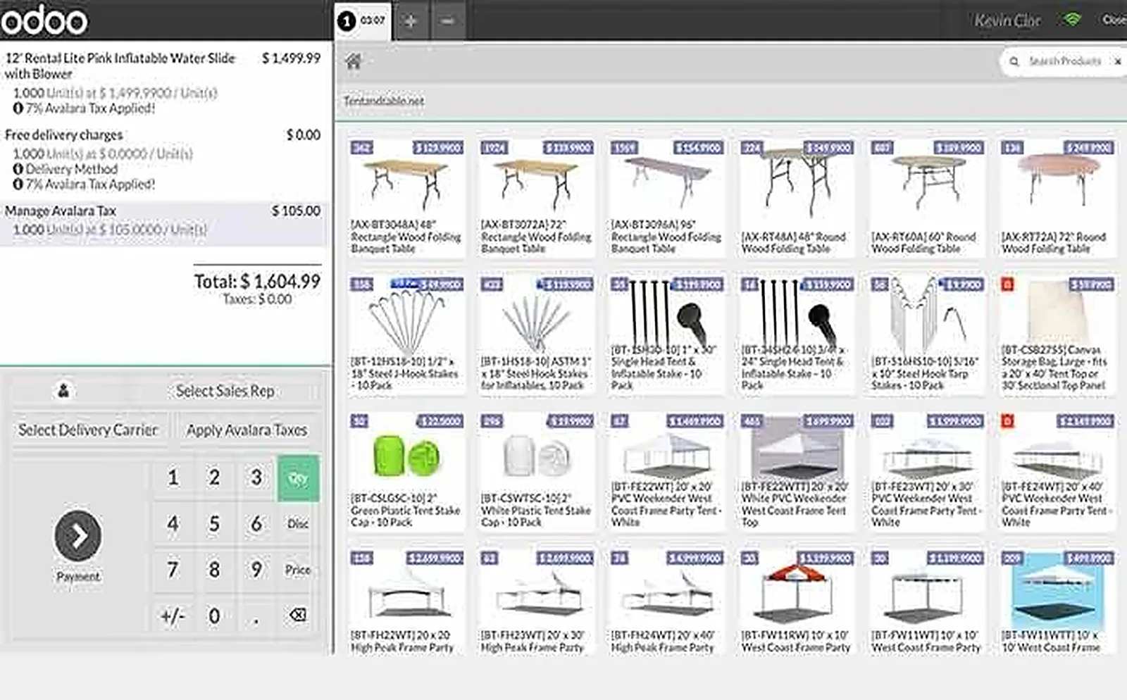 Commercial Equipment Supplier delivered interface, screen 4