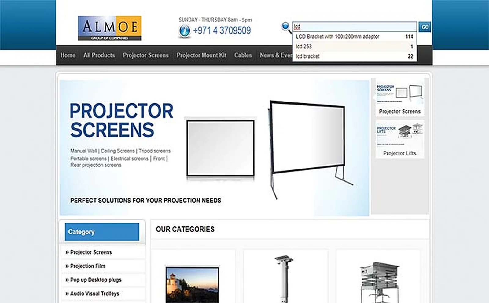 Almoe Group delivered interface, screen 1
