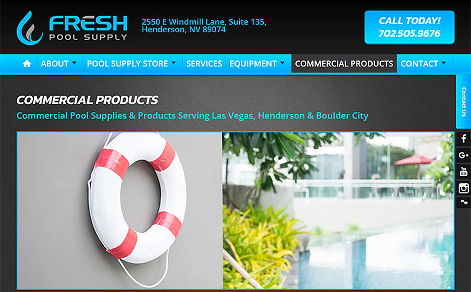 Fresh Pool Supply delivered interface, screen 1