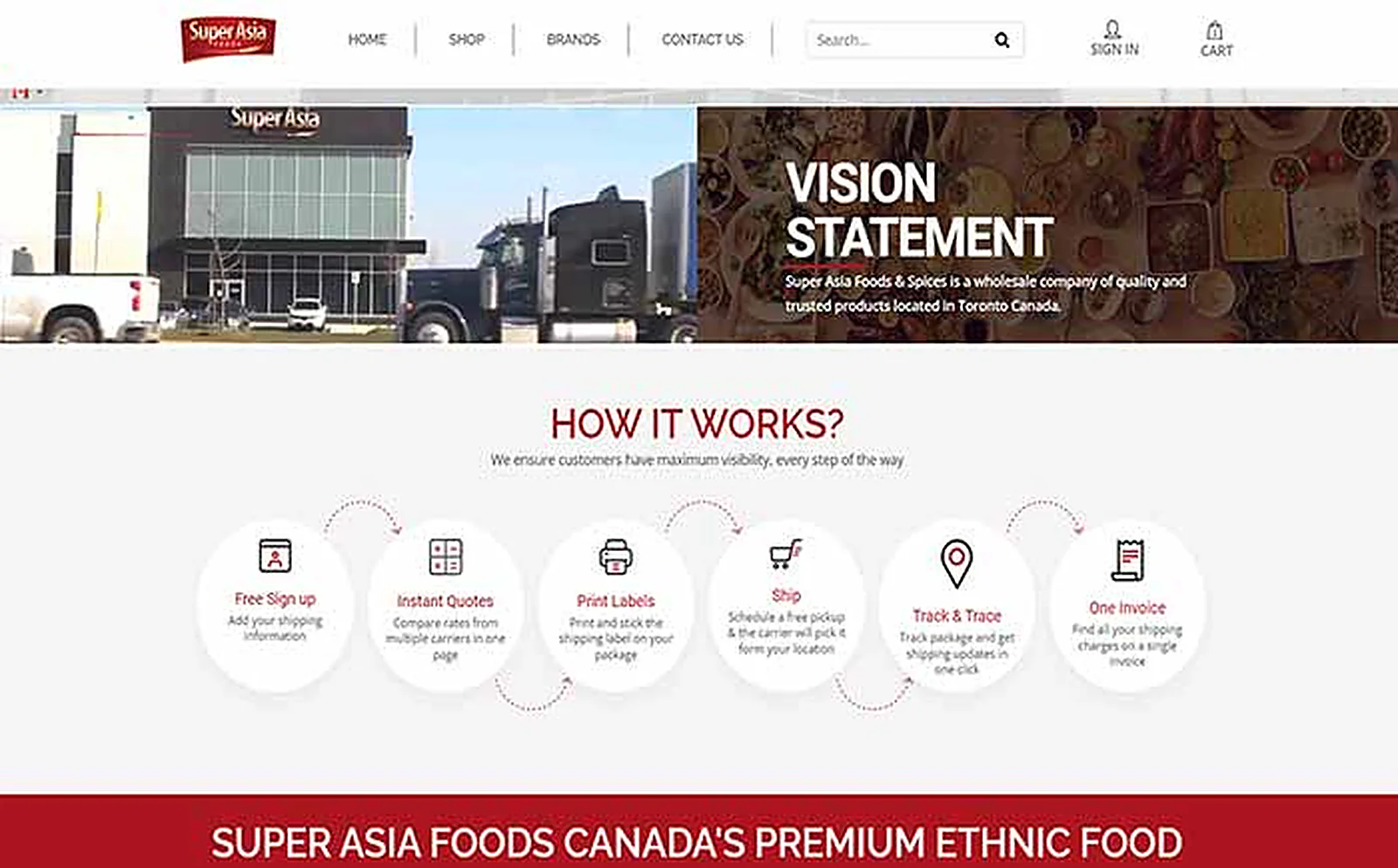 Food and Spices Wholesaler delivered interface, screen 2