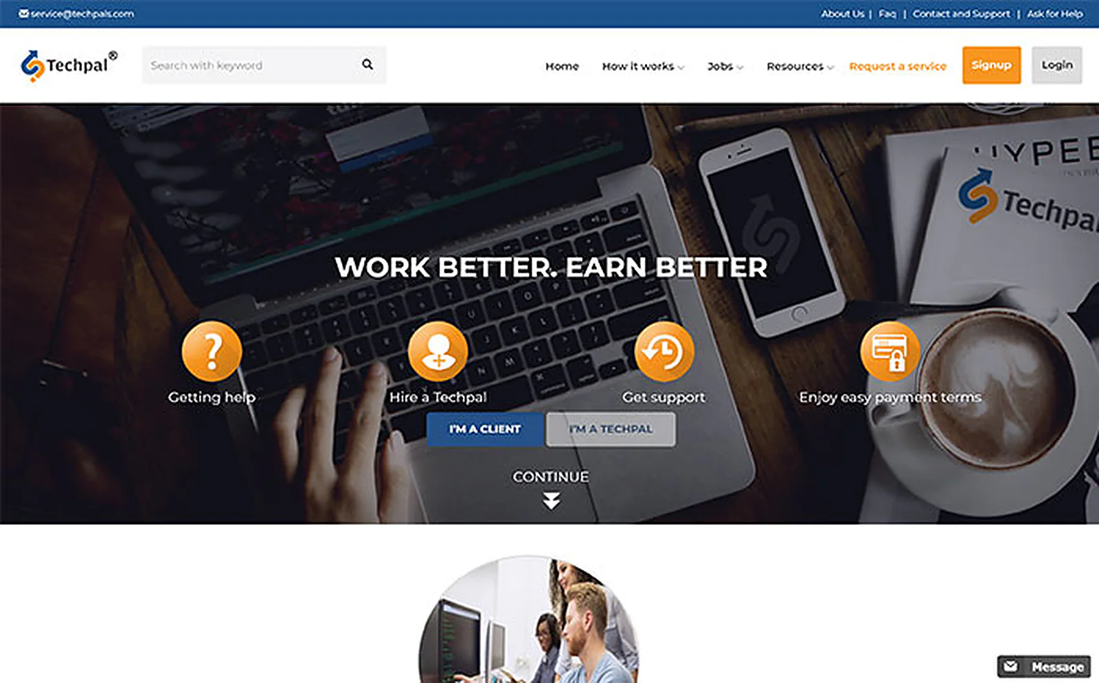 Technical Support Provider delivered interface, screen 1