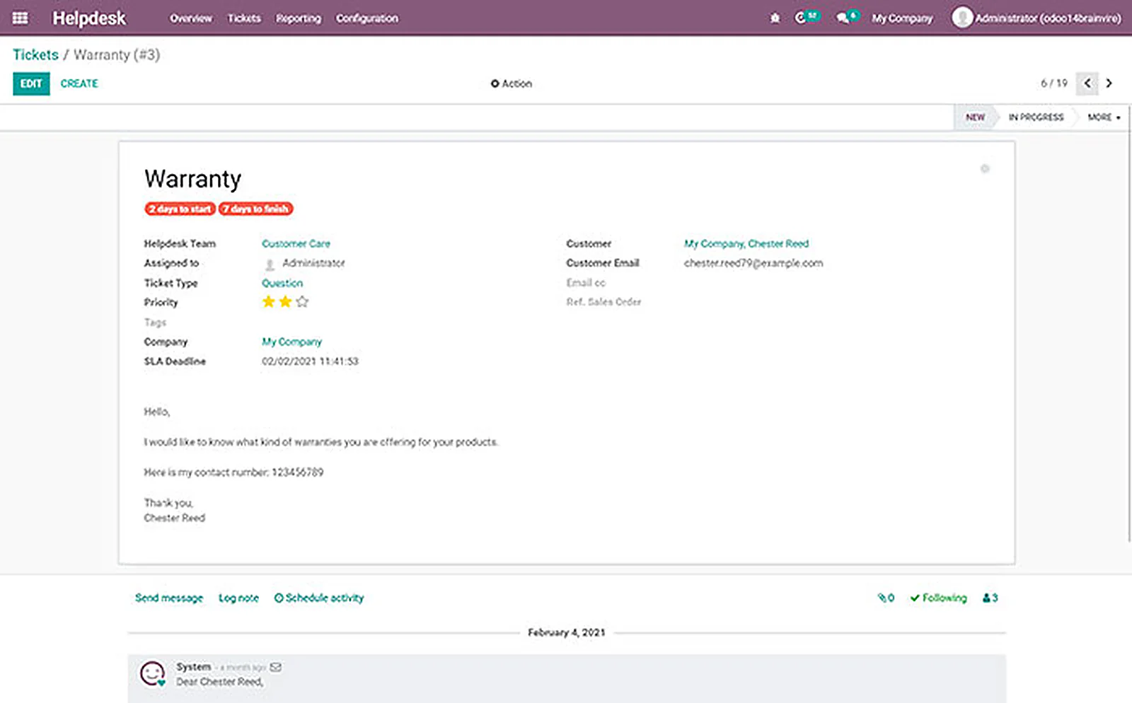 Technical Support Provider delivered interface, screen 6