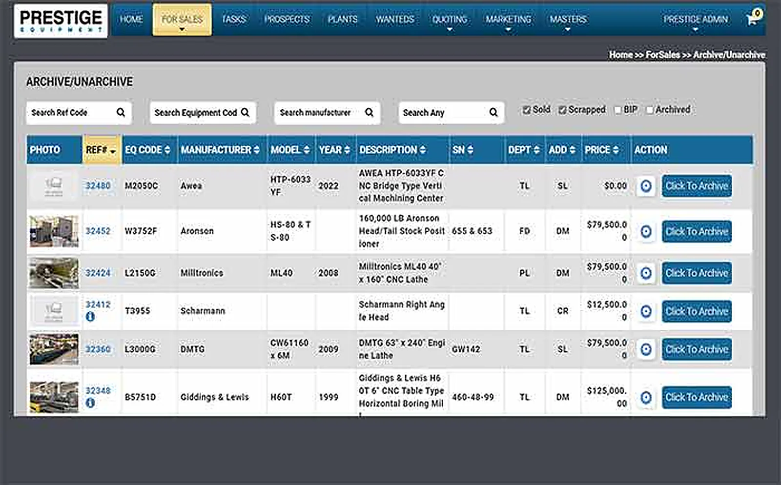 Machinery Trading Leader delivered interface, screen 2