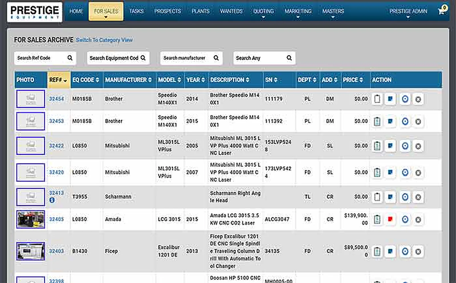 Machinery Trading Leader delivered interface, screen 5