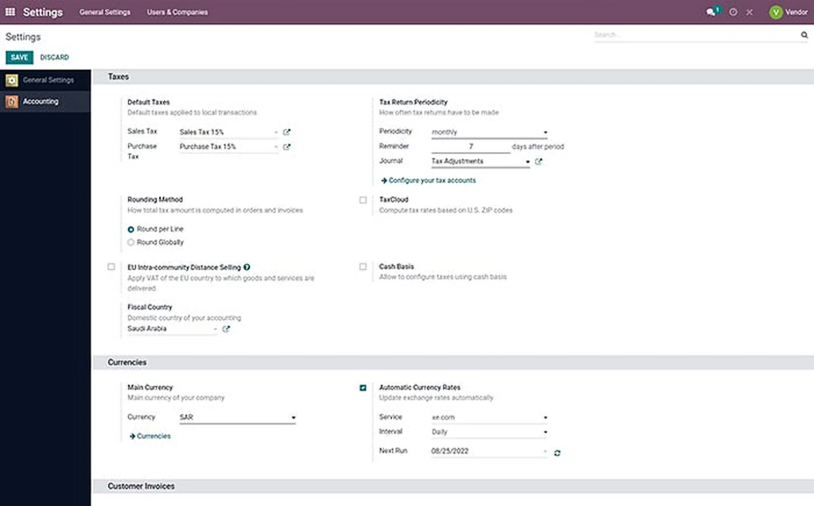 Ecommerce Accounting delivered interface, screen 3
