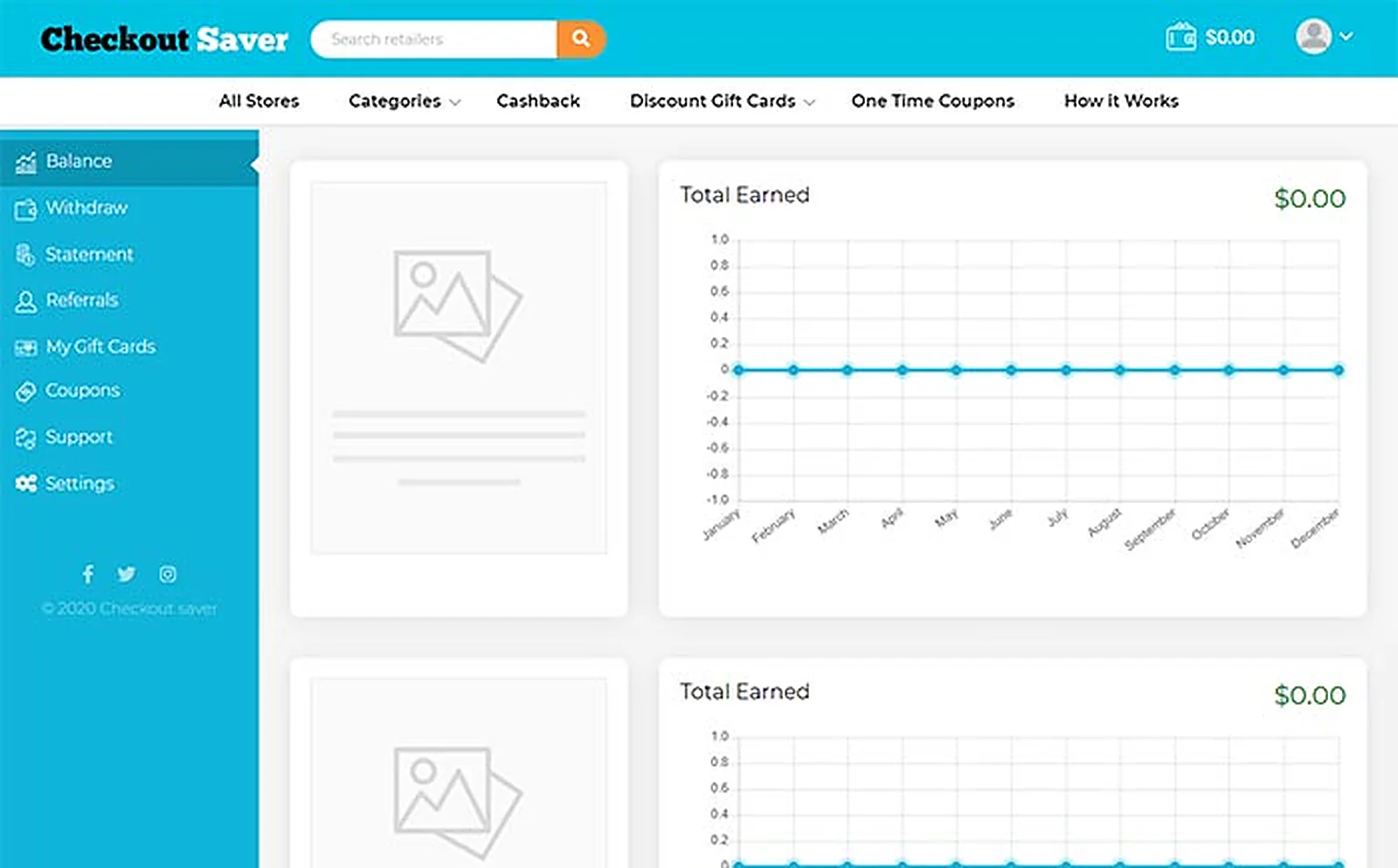 Cashback Shopping Platform delivered interface, screen 5