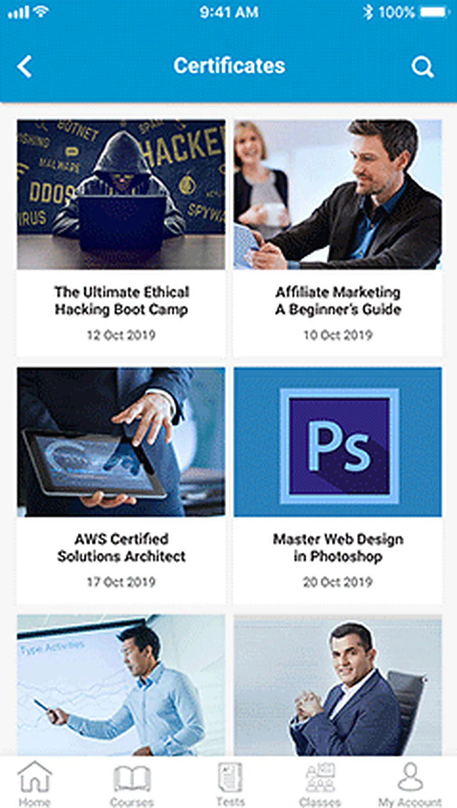 Enterprise eLearning delivered interface, screen 3