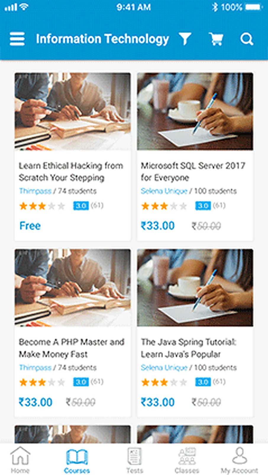 Enterprise eLearning delivered interface, screen 2