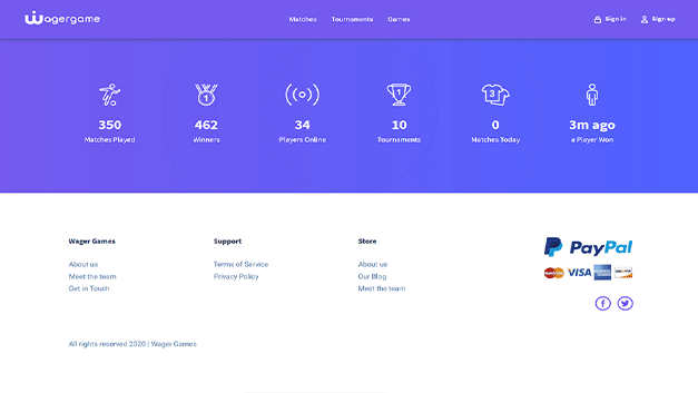 eSports Platform delivered interface, screen 1