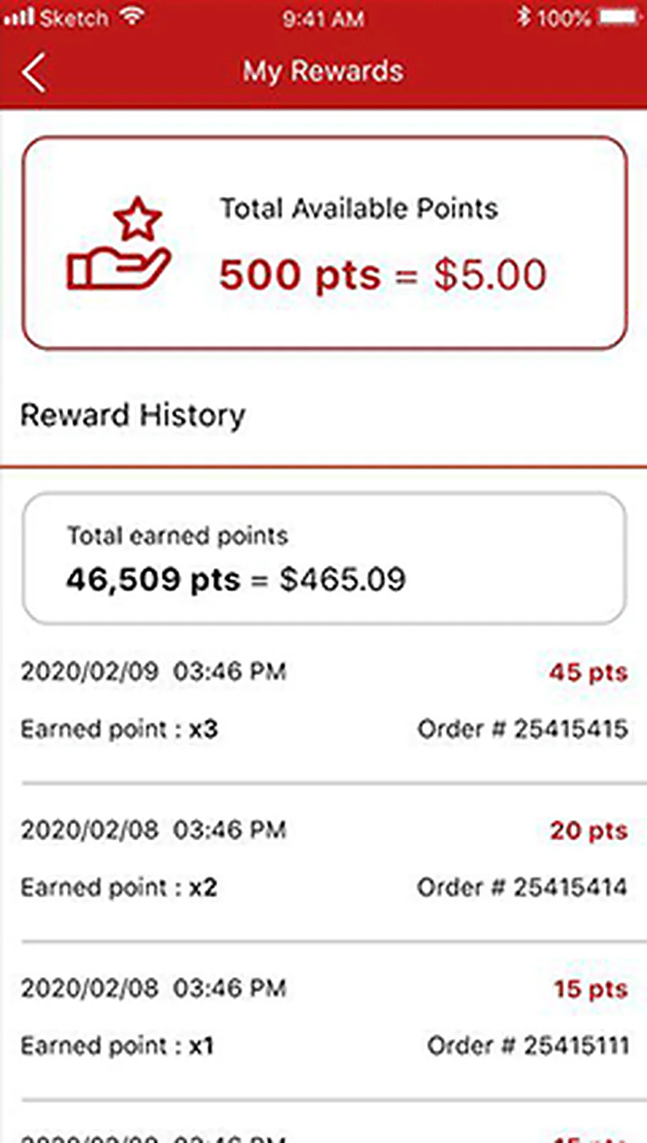 Food Pickup App delivered interface, screen 4