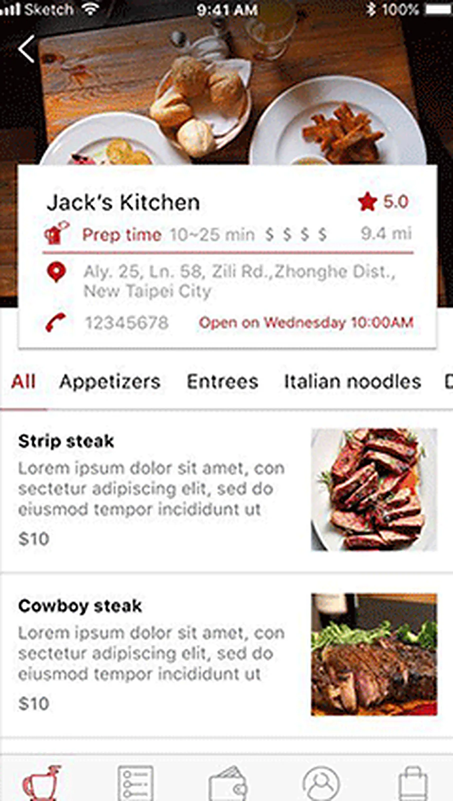 Food Pickup App delivered interface, screen 3