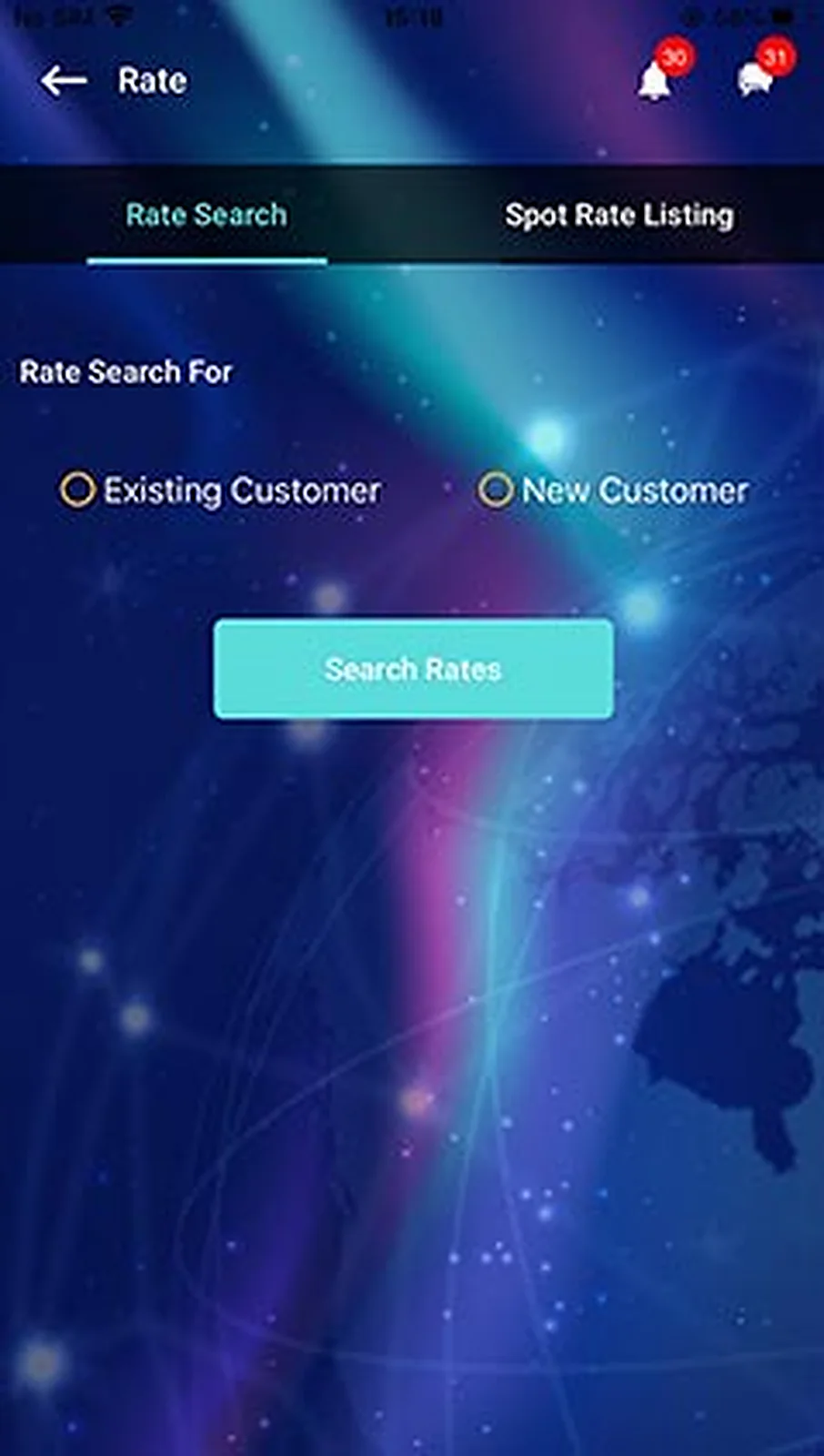 Freight Management App delivered interface, screen 2