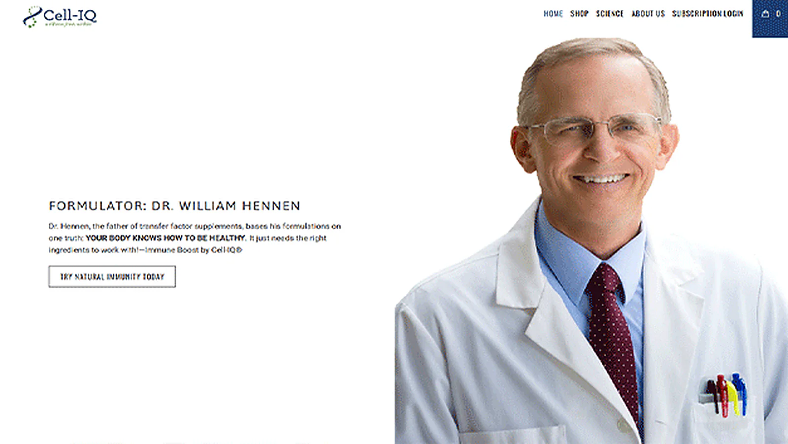 Immune Supplement Brand delivered interface, screen 1