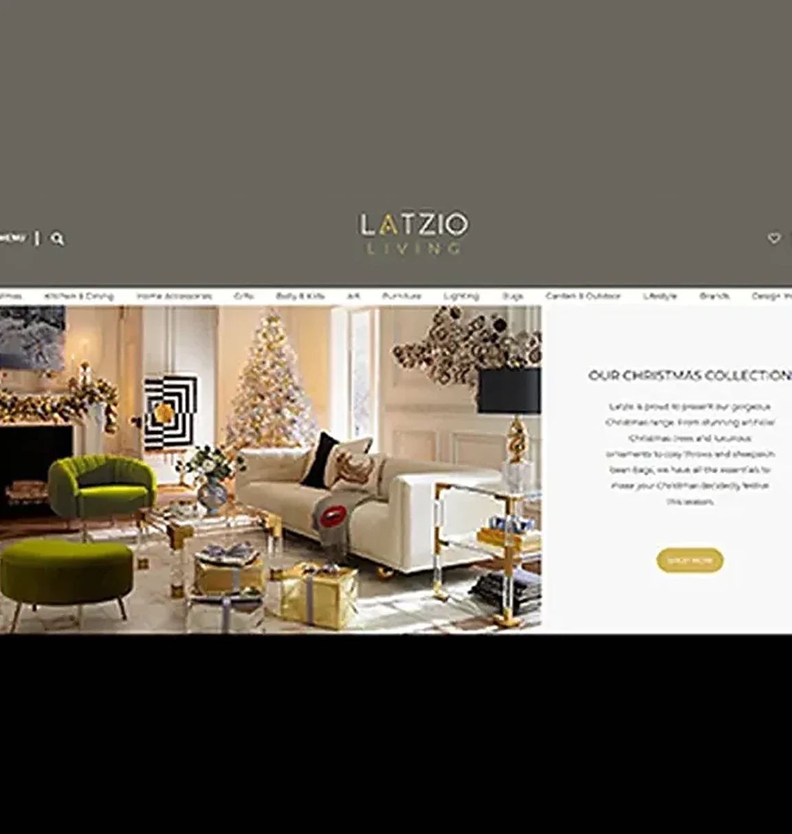 Latzio Living&rsquo;s own storefront &mdash; the Magento site Brainvire connected to Odoo ERP