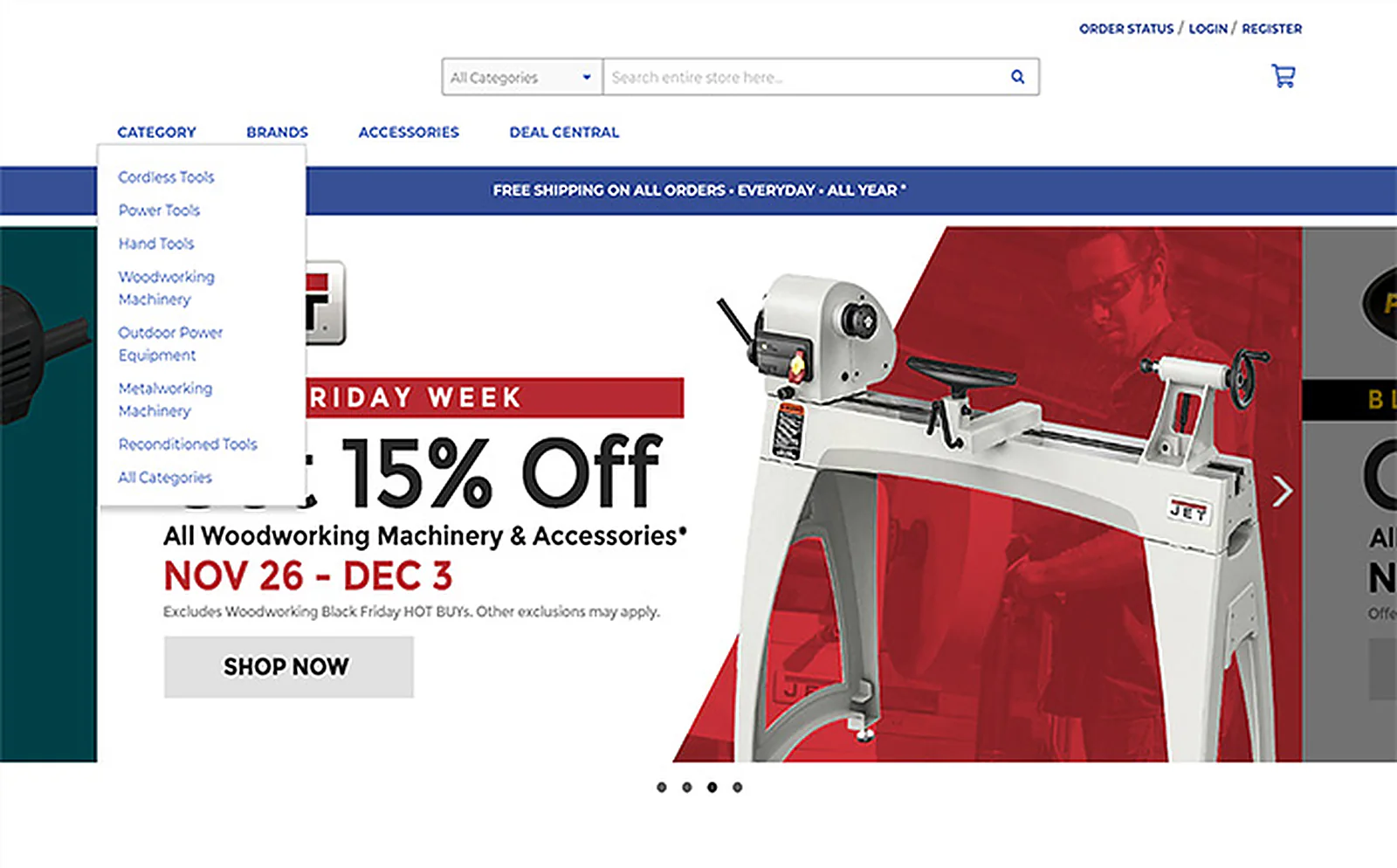 Tools Retailer delivered interface, screen 3