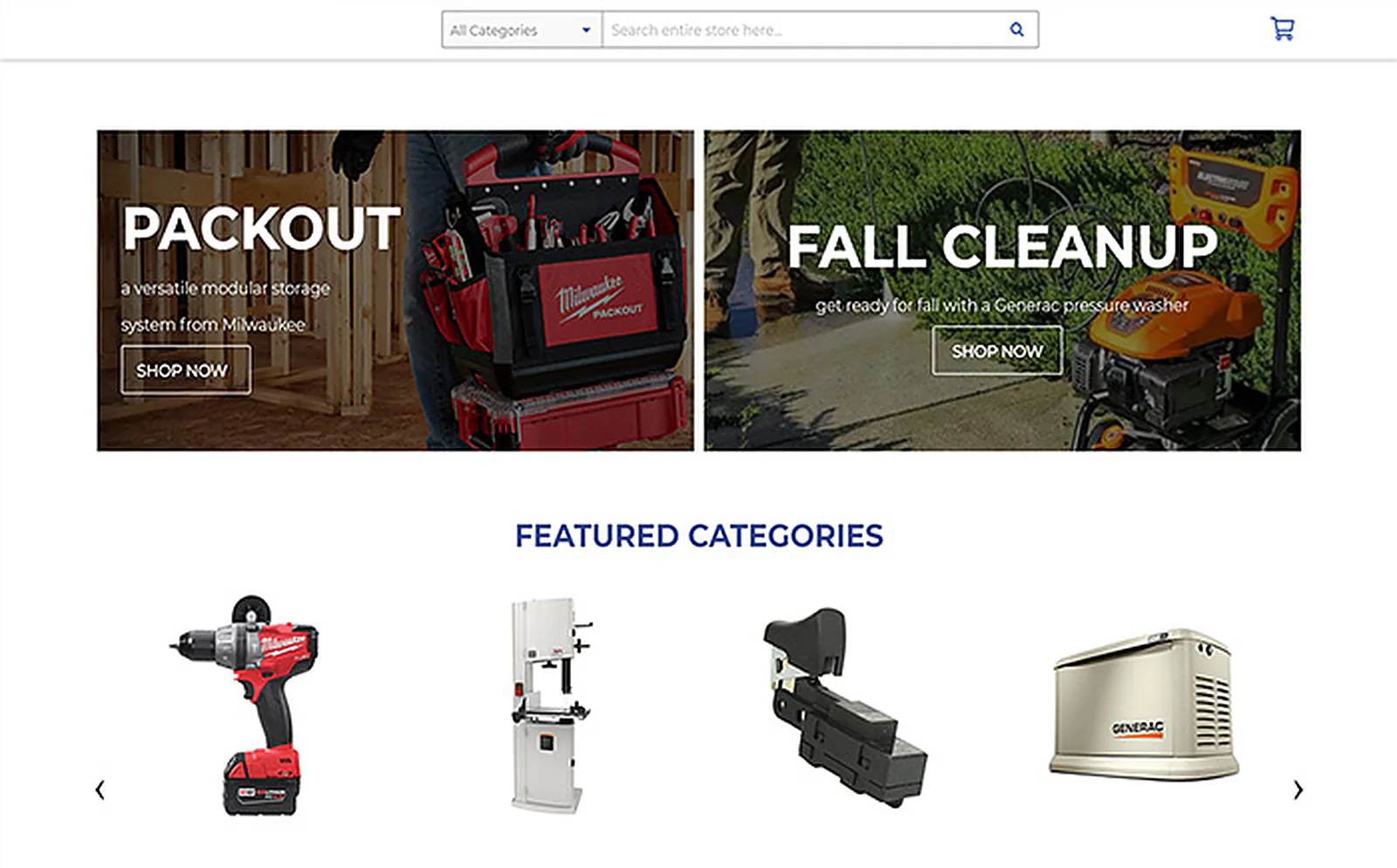 Tools Retailer delivered interface, screen 4