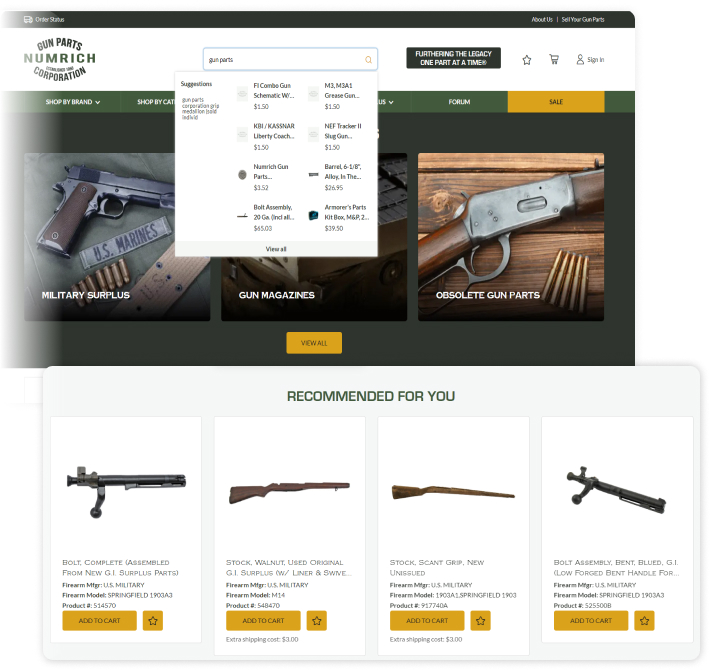 Numrich Gun Parts delivered interface, screen 3