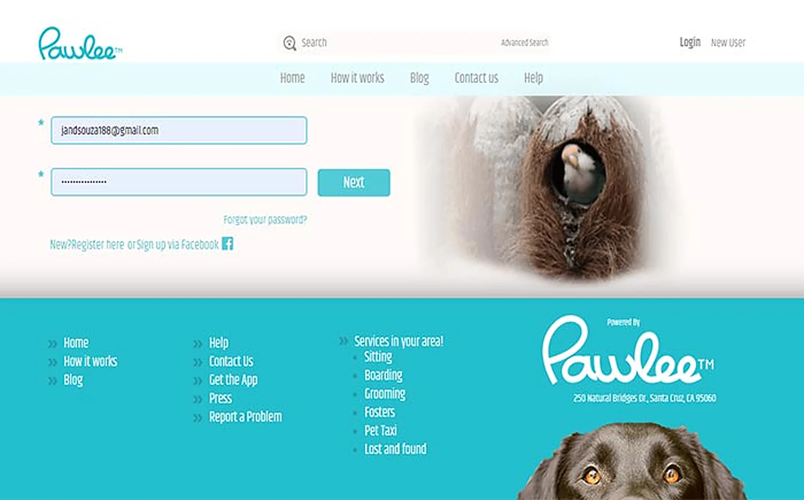 Pawlee delivered interface, screen 3