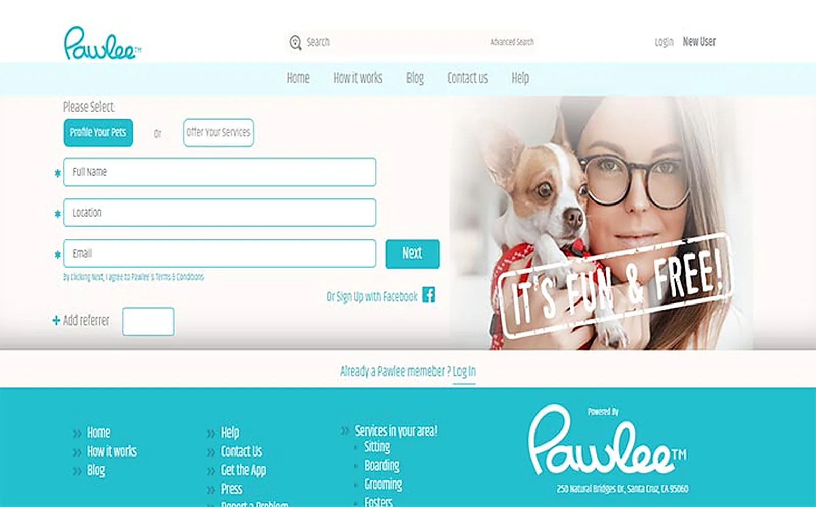 Pawlee delivered interface, screen 1