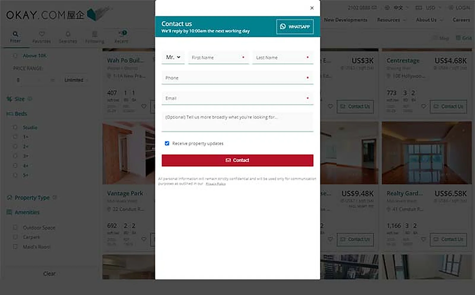 Hong Kong Real Estate Group delivered interface, screen 5
