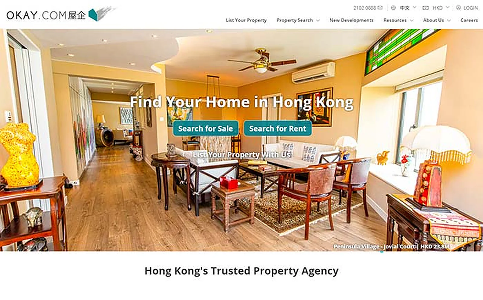 Hong Kong Real Estate Group delivered interface, screen 2