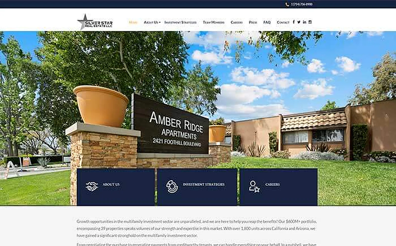 Real Estate Firm delivered interface, screen 1