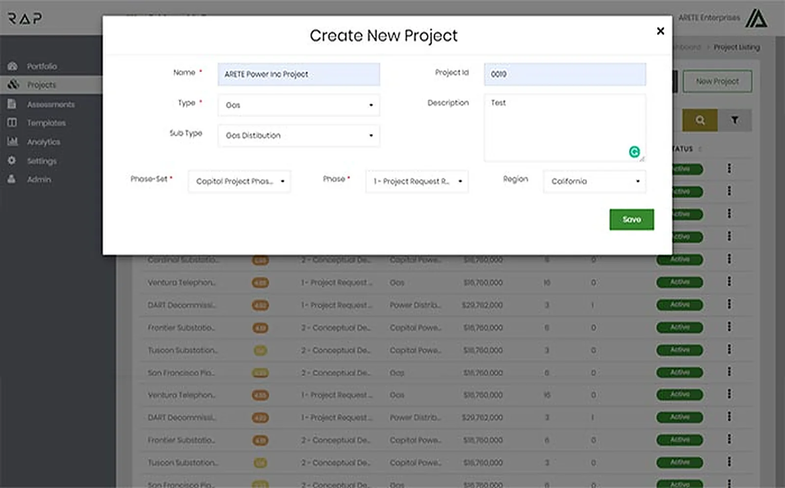 Risk Management App delivered interface, screen 5