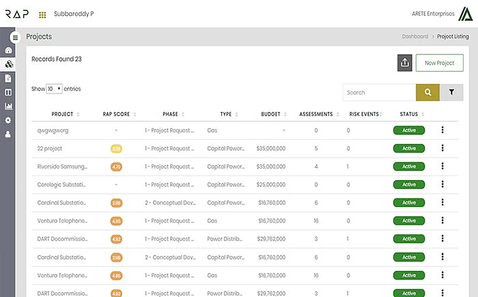 Risk Management App delivered interface, screen 4