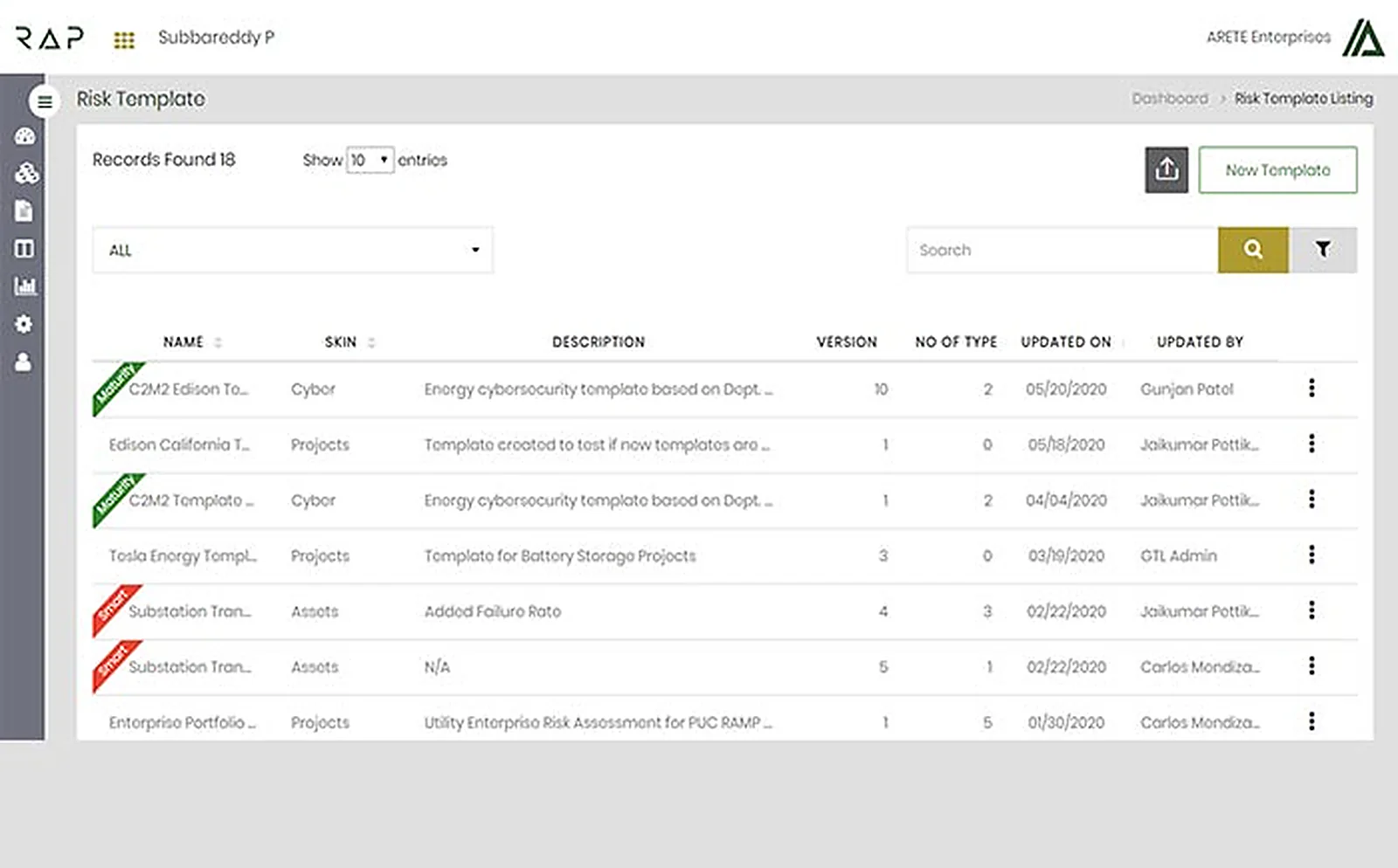 Risk Management App delivered interface, screen 3