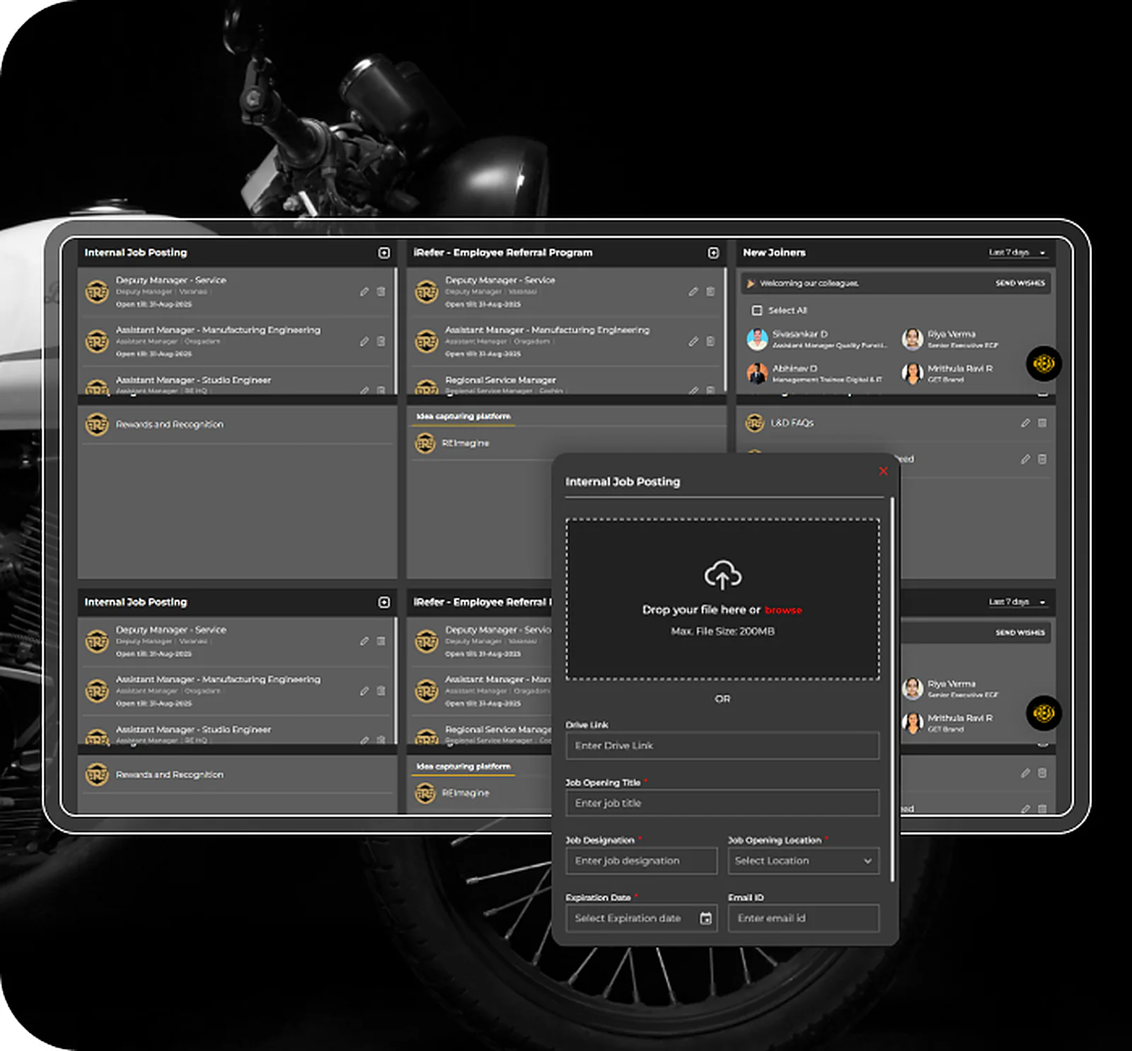 Royal Enfield delivered interface, screen 4